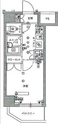 スカイコート池上壱番館 1Kの間取図画像