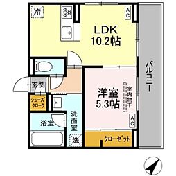 D Paina Namamugi III 1LDKの間取図画像