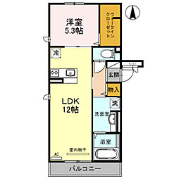 フェルメ天美 1LDKの間取図画像