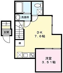 カレッタ習志野 1DKの間取図画像