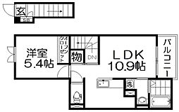 ココットルーチェＭ＆Ｋ 2階1LDKの間取り