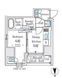 ジオエント秋葉原 7階1DKの間取り