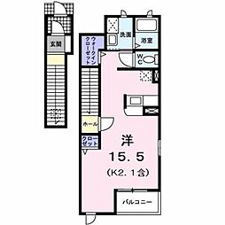 サンリット 2階1Kの間取り