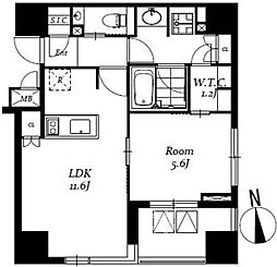 レジディア日本橋馬喰町3 7階1LDKの間取り