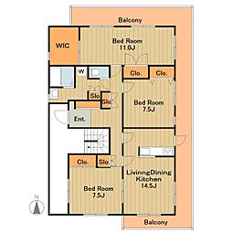 京王相模原線 京王堀之内駅 徒歩3分の賃貸マンション 3階3SLDKの間取り