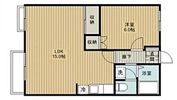 グランハイム関根 1LDKの間取図画像