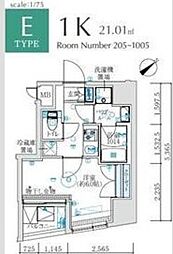 MAXIV国立矢川 1Kの間取図画像