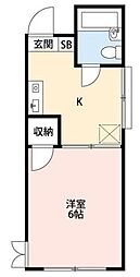 メゾン泉水 1Kの間取図画像
