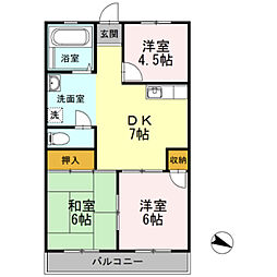 メゾン細田 3階3DKの間取り