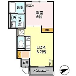 DCR村上南 1階1LDKの間取り
