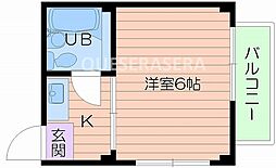 シティハイツ扇町公園 5階1Kの間取り