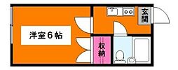 JR山手線 目黒駅 徒歩16分の賃貸アパート 3階1Kの間取り