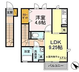 クルミー幕張本郷 2階1LDKの間取り