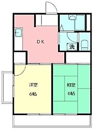 メゾン遠山 3階2DKの間取り