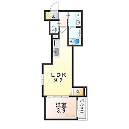 近鉄大阪線 弥刀駅 徒歩3分の賃貸アパート 1階1LDKの間取り