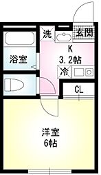キャメル津田沼 2階1Kの間取り