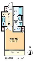 ヘーベルメゾン亀戸 1Kの間取図画像
