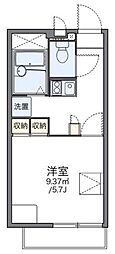 レオパレスカーサＫ3 2階1Kの間取り