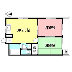 クレセントハイム 2DKの間取図画像