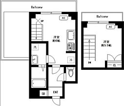 シンシア早稲田南 5階1DKの間取り