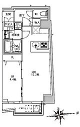 エスレジデンス両国パークサイド 8階1LDKの間取り