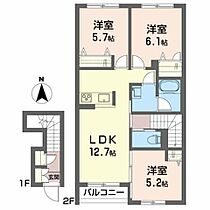 メゾンマスト谷川瀬 B202 ｜ 福島県いわき市平谷川瀬３丁目13-3（賃貸アパート3LDK・2階・69.68㎡） その2