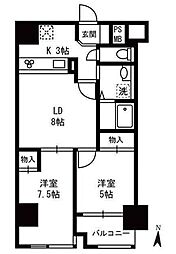 サンハイム清水 2LDKの間取図画像