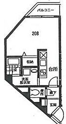 スターダスト新百合 2階ワンルームの間取り
