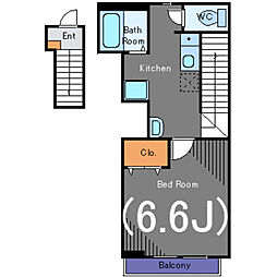ホワイトハウス 2階1Kの間取り
