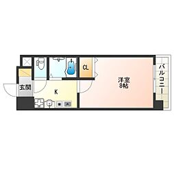 JR大阪環状線 大阪駅 徒歩17分の賃貸マンション 8階1Kの間取り