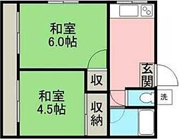 JR横浜線 橋本駅 徒歩10分の賃貸アパート 2階2Kの間取り