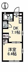ラピスA 1DKの間取図画像
