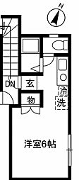 ピュア東三ツ木 1Kの間取図画像