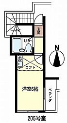 ときわグリーンハイツ 2階ワンルームの間取り