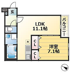 フジパレス摩耶 1LDKの間取図画像