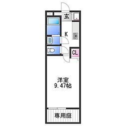 南海線 和歌山市駅 徒歩32分の賃貸アパート 1階1Kの間取り