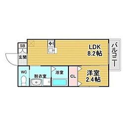 リアコート関大前II 1LDKの間取図画像