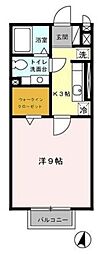 グレースコートA 1Kの間取図画像