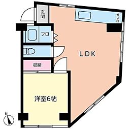 北原ビル 1LDKの間取図画像