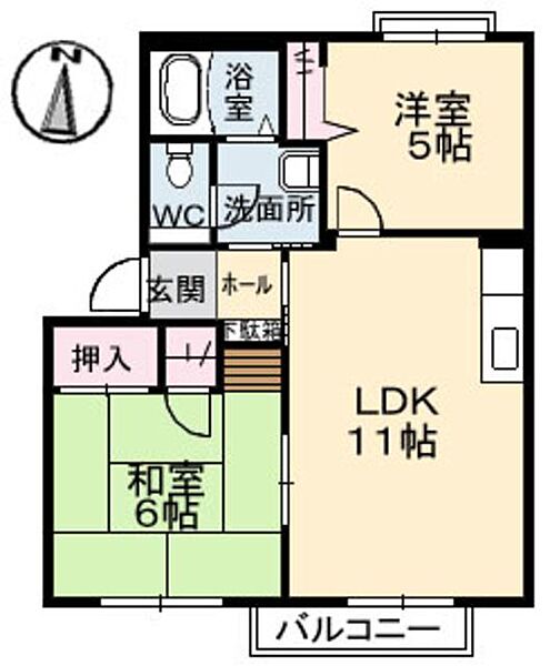 パストラル　Ｂ B0201｜広島県広島市安佐南区相田４丁目(賃貸アパート2LDK・2階・50.66㎡)の写真 その2