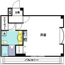 フラワーガーデンヒルズ 3階ワンルームの間取り