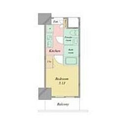 JR東海道・山陽本線 立花駅 徒歩1分の賃貸マンション 5階1Kの間取り