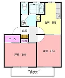 リヴェールヒル 2DKの間取図画像