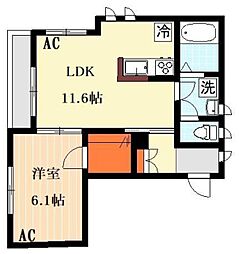 カーサオリエンテ 1LDKの間取図画像