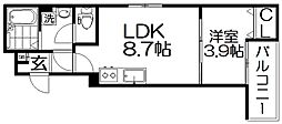 ALEGRIA枚方South 1LDKの間取図画像