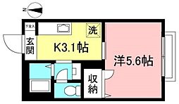 カーサ初台 1Kの間取図画像