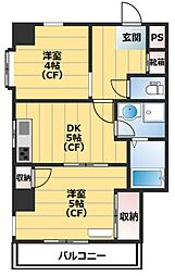 クローネ・荻窪 2DKの間取図画像