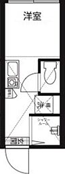 エムズコート深沢 2階ワンルームの間取り