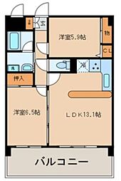 ＫＳ・ＷｉｎＨｉｌｌｓ 2階2LDKの間取り