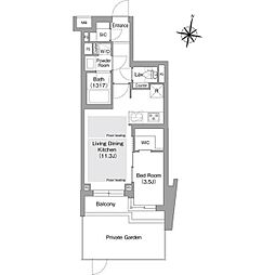 JR総武線 東中野駅 徒歩9分の賃貸マンション 地下1階1LDKの間取り